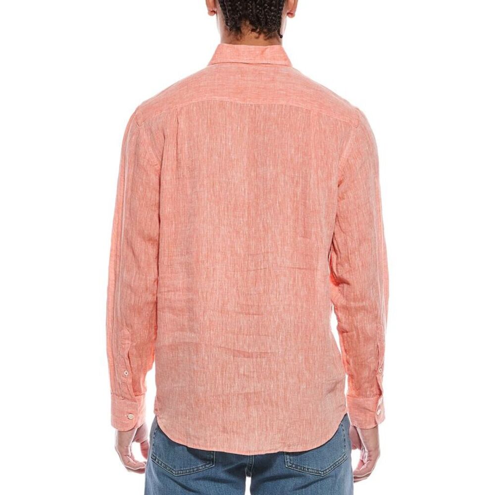 Robert Talbott Mens Morgan Solid Linen Shirt, Ora… - image 2